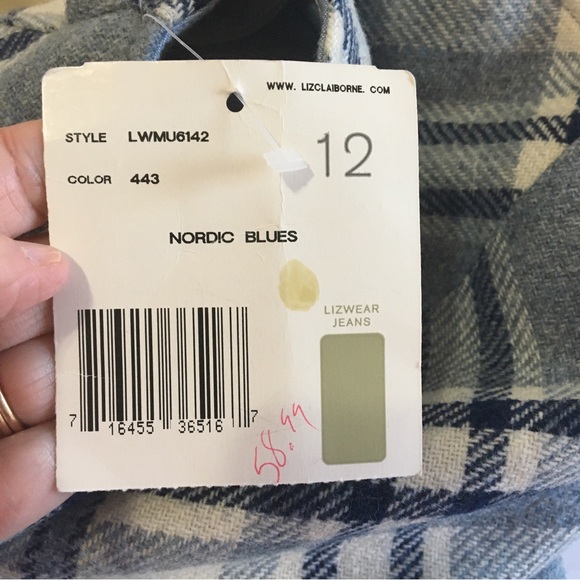 Liz Caiborne Womens Skirt 12 Nordic Blues Wool Blend Buckles Academia Wrap NWT - Picture 10 of 12